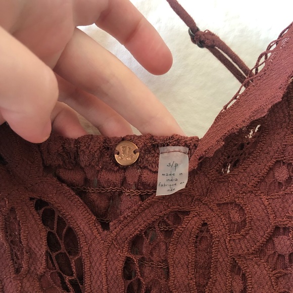 Free People One Adella Slip Mini Dress Mocha Lace Ruffle Strappy Boho Flowy S - Picture 5 of 8